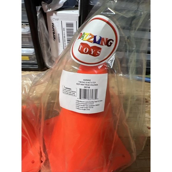 3 Of Dazzling Toys 7 Inch Plastic Traffic Cones - 6 Pack of 7” - Picture 3 of 4